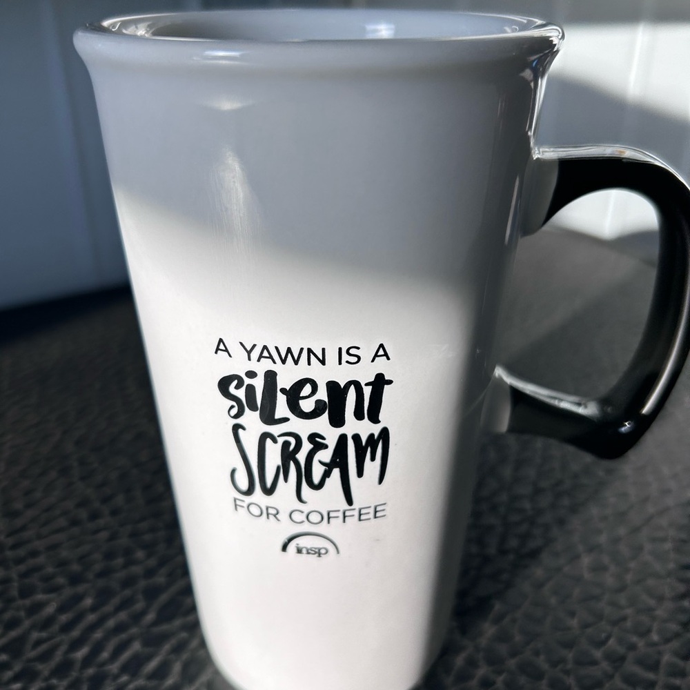 A Yawn Is A Silent Scream ..Black and White Coffee Mug
